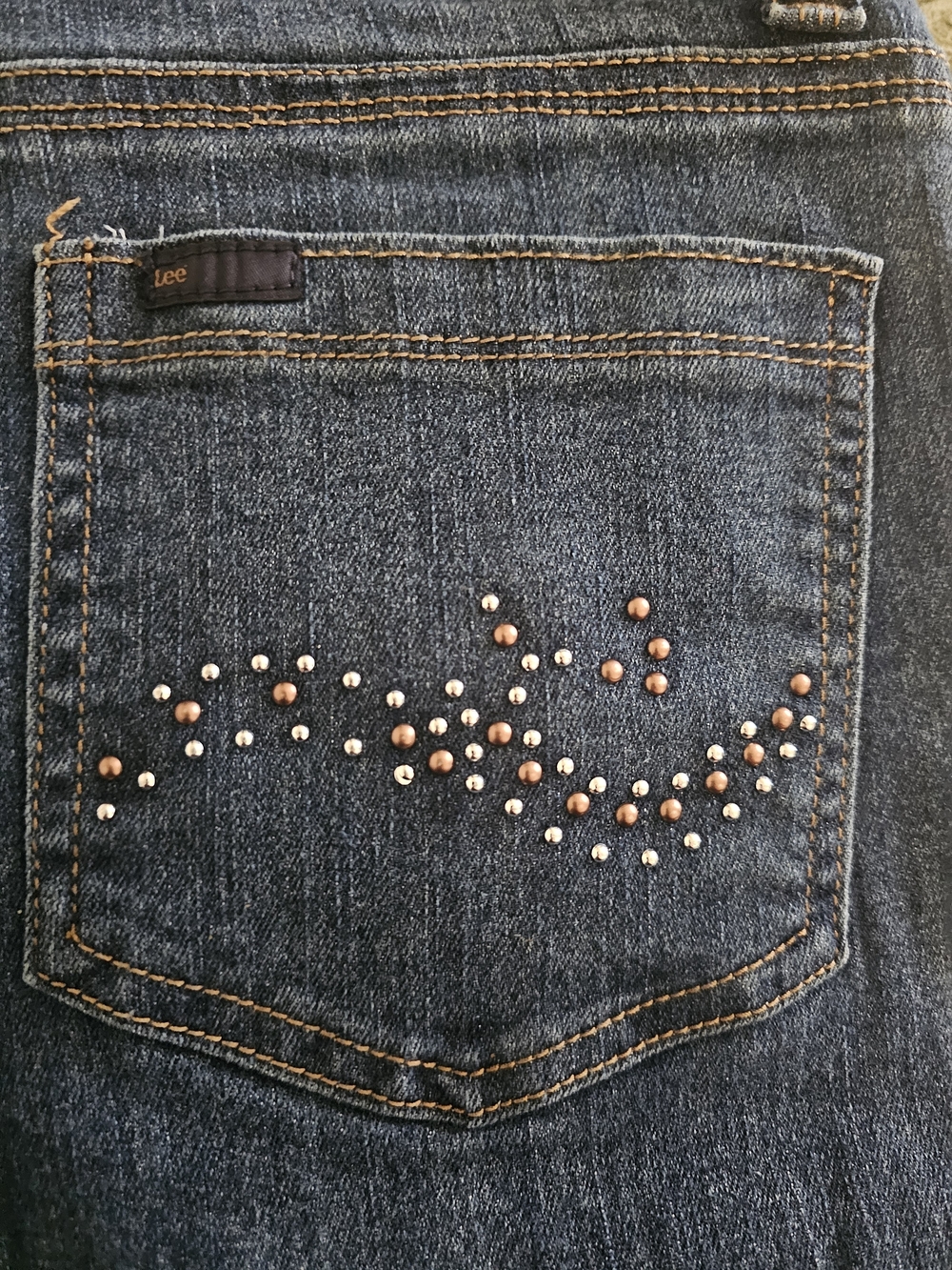 Lee Women's Dark Blue Denim Jeans with Studded Back Pocket
